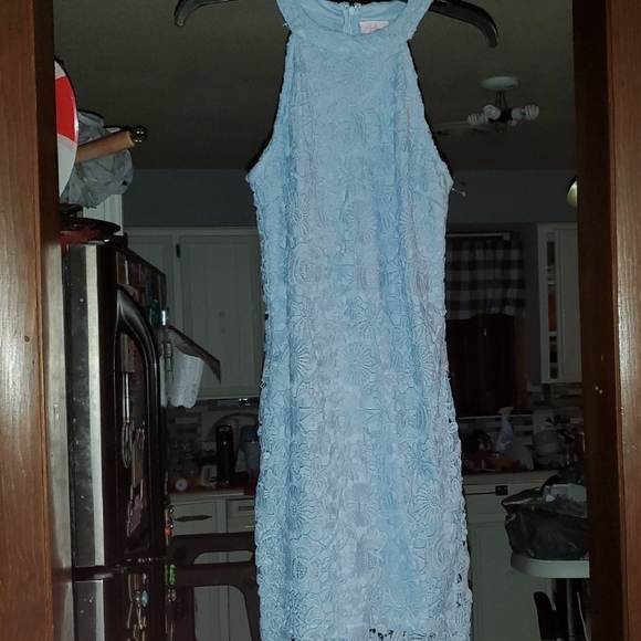 Pink Lily Dresses & Skirts - Pink Lily Sky Blue Floral Lace Dress